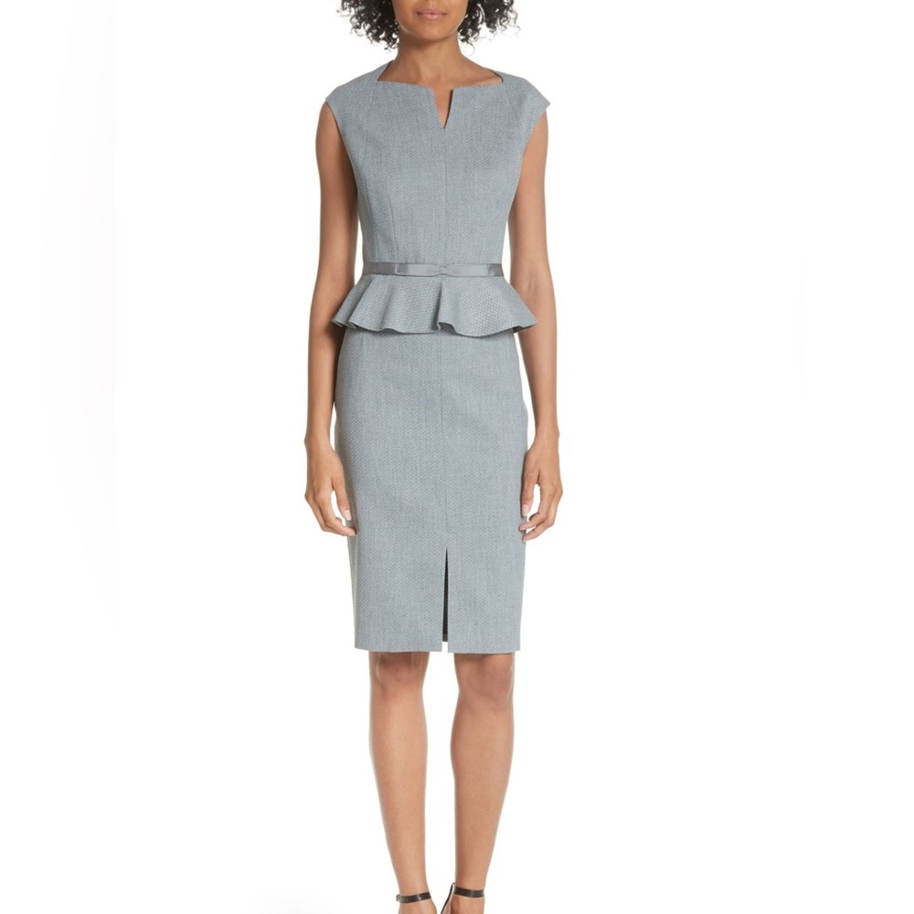 Ted Baker London Ted Working Title Textured Peplum Womens Dress Sz 2 (US Size 6)
